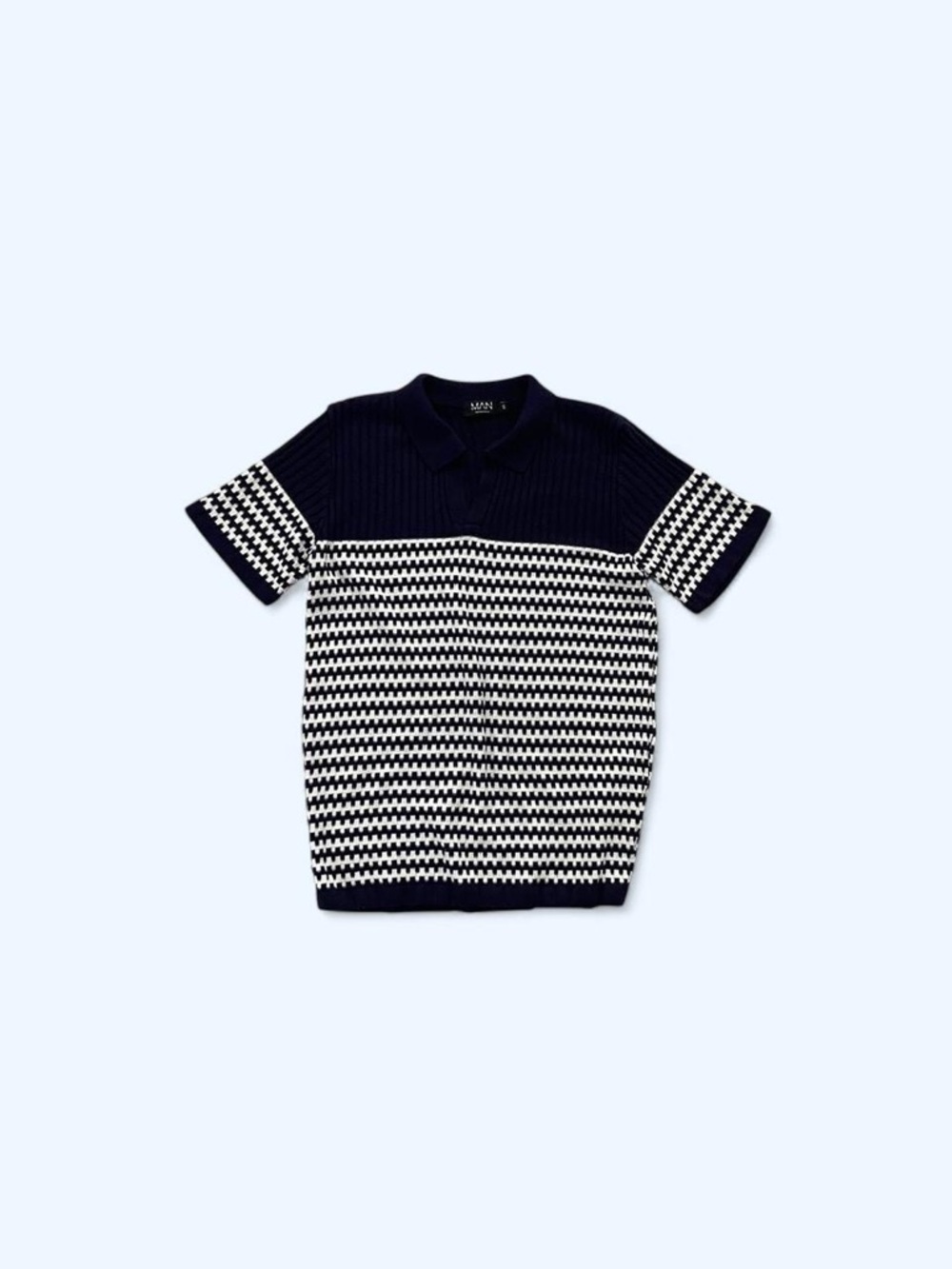 Navy checkered polo knit shirt size S by
MAN
